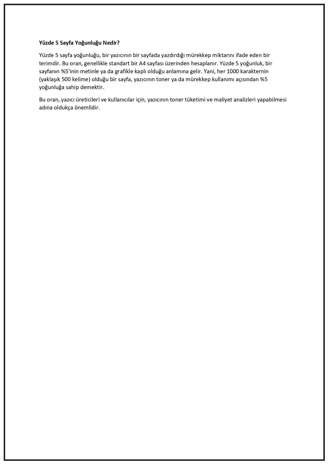 Yüzde 5 Sayfa Yoğunluğu Hakkında 