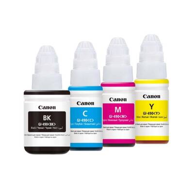 Canon GI-490 Orijinal 4 Renk Şişe Mürekkep Seti - 1